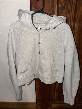 lululemon athletica Light Gray Half-Zip Hooded Sweatshirt